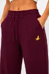 Osy Modal Yumuşak Dokulu Cima Dikişli Nakışlı Cepli Oversize Bol Paça Eşofman Altı - Bordo-2