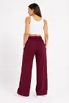 Osy Modal Yumuşak Dokulu Nakışlı Cepli Oversize Bol Paça Eşofman Altı - Bordo-3