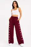 Osy Modal Yumuşak Dokulu Nakışlı Cepli Oversize Bol Paça Eşofman Altı - Bordo-4