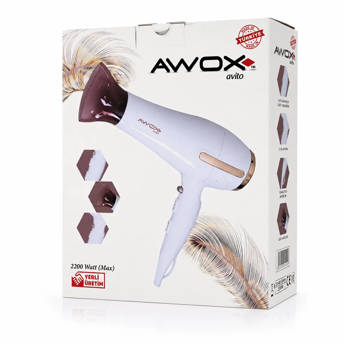 BEYAZ AVİTO SAÇ KURUTMA MAKİNESİ 2200W 1407 (4745)