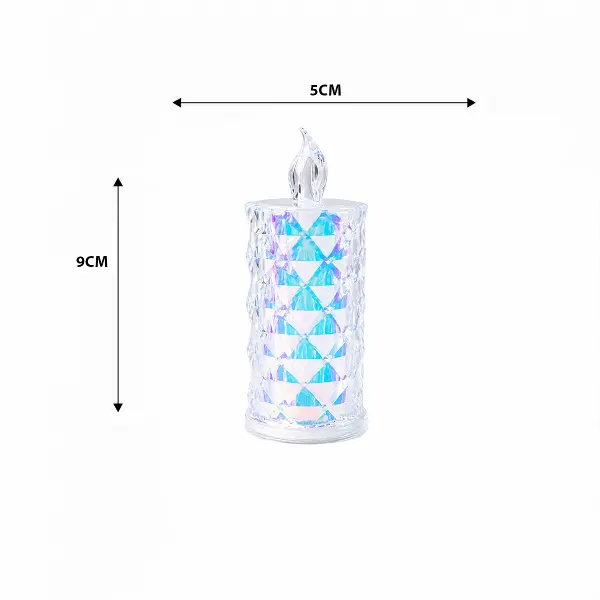 12 ADET LED CANDLE KAMP KÜÇÜK BOY= ÇAP:5CM - Y: 9CM PİLLİ LED MUM MİKA KRİSTAL PLASTİK YAKUT-13635 (4745)