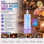 12 ADET LED CANDLE KAMP KÜÇÜK BOY= ÇAP:5CM - Y: 9CM PİLLİ LED MUM MİKA KRİSTAL PLASTİK YAKUT-13635 (4745)-2