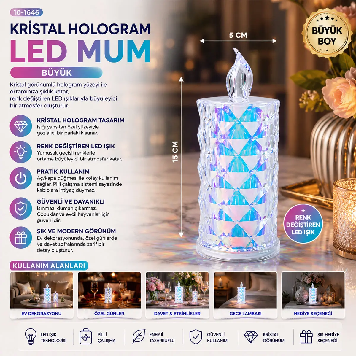 12 ADET LED CANDLE KAMP BÜYÜK BOY= ÇAP:5CM - Y: 16CM PİLLİ LED MUM MİKA KRİSTAL PLASTİK YAKUT-13637 (4745)-2 12 ADET LED CANDLE KAMP BÜYÜK BOY= ÇAP:5CM - Y: 16CM PİLLİ LED MUM MİKA KRİSTAL PLASTİK YAKUT-13637 (4745)-2