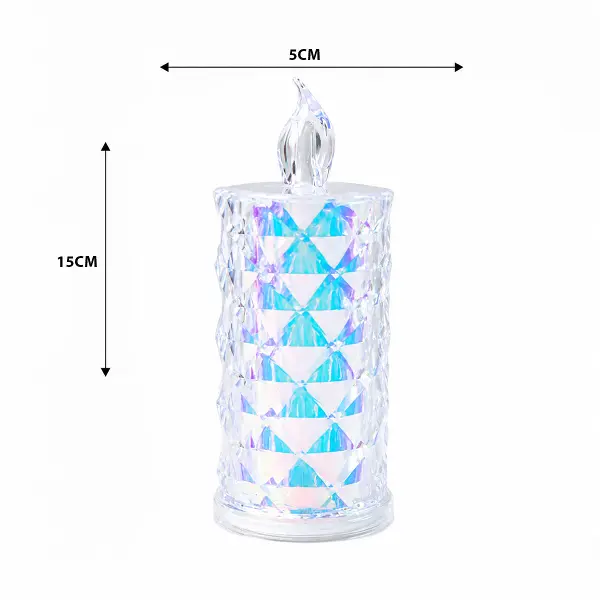 12 ADET LED CANDLE KAMP BÜYÜK BOY= ÇAP:5CM - Y: 16CM PİLLİ LED MUM MİKA KRİSTAL PLASTİK YAKUT-13637 (4745)