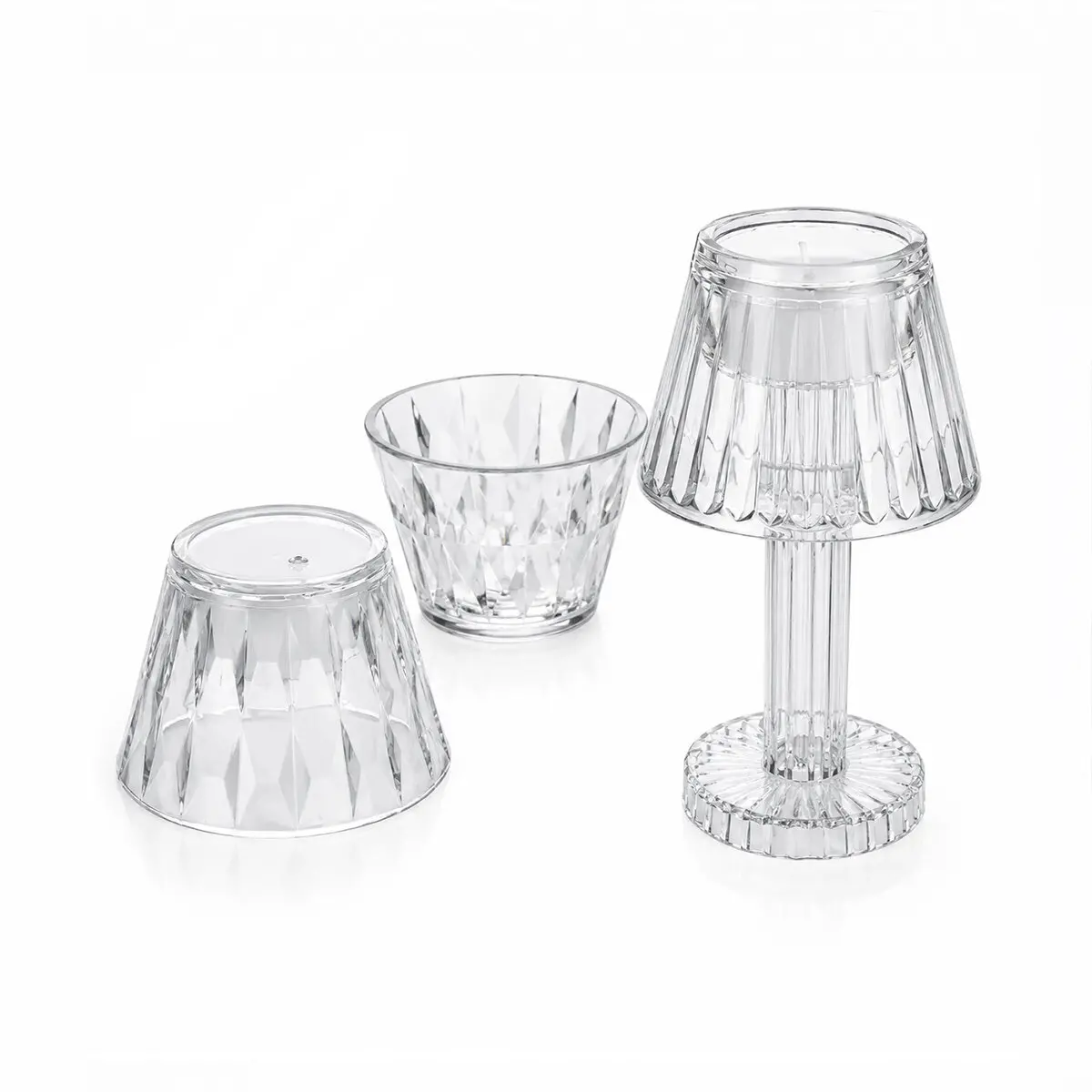 24 ADET KRİSTAL DAMLALI MUMLUK - MASA LAMBA ABAJUR MİNİ PİLLİ (4745)