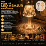 24 ADET KRİSTAL DAMLALI MUMLUK - MASA LAMBA ABAJUR MİNİ PİLLİ (4745)-2