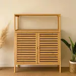 ÇOK AMAÇLI DOLAP AHŞAP BAMBU ORGANİZER RAFLI 66X33X85CM (4745)-4