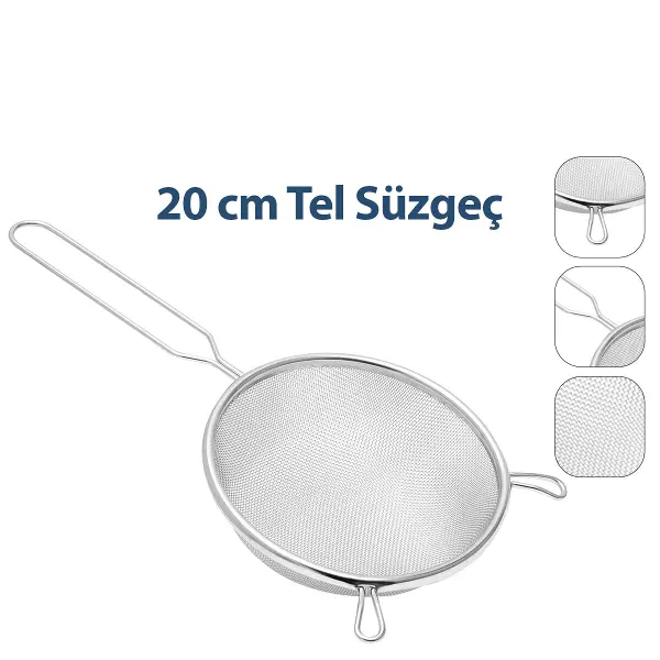 20CM TEL SÜZGEÇ METAL SAPLI KULAKLI (4745)