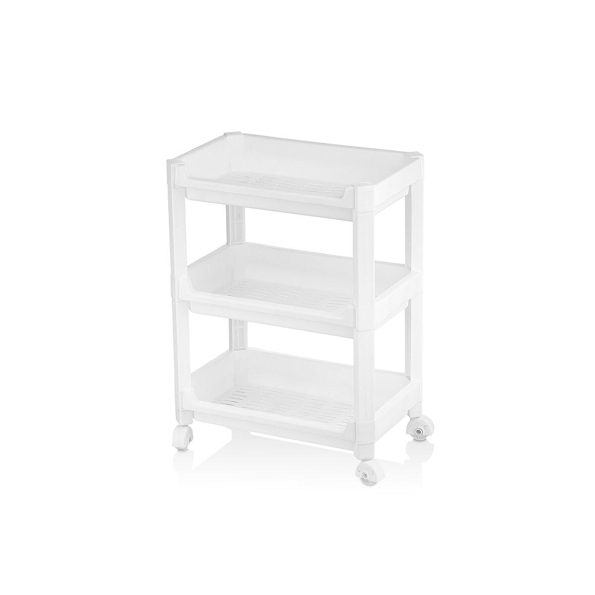 RAFTY GENİŞ 3 KATLI TEKERLEKLİ SEPET ORGANİZER DÜZENLEYİCİ RAF ÜNİTESİ 352X220X480MM (4745)