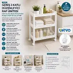 RAFTY GENİŞ 3 KATLI TEKERLEKLİ SEPET ORGANİZER DÜZENLEYİCİ RAF ÜNİTESİ 352X220X480MM (4745)-2