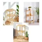 ÇOK AMAÇLI RAF - ORGANİZER 3 KATLI AHŞAP - BAMBU 36X32X80CM (4745)-2