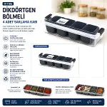 35X7CM ŞEFFAF KUTU - SİYAH BÖLME DİKDÖRTGEN BÖLMELİ SAKLAMA KAB (4745)-3