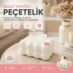 19X12.5X8.5CM BEYAZ YAYLI MASAÜSTÜ BUBBLE DEKORATİF BULUT PEÇETELİK (4745)-1