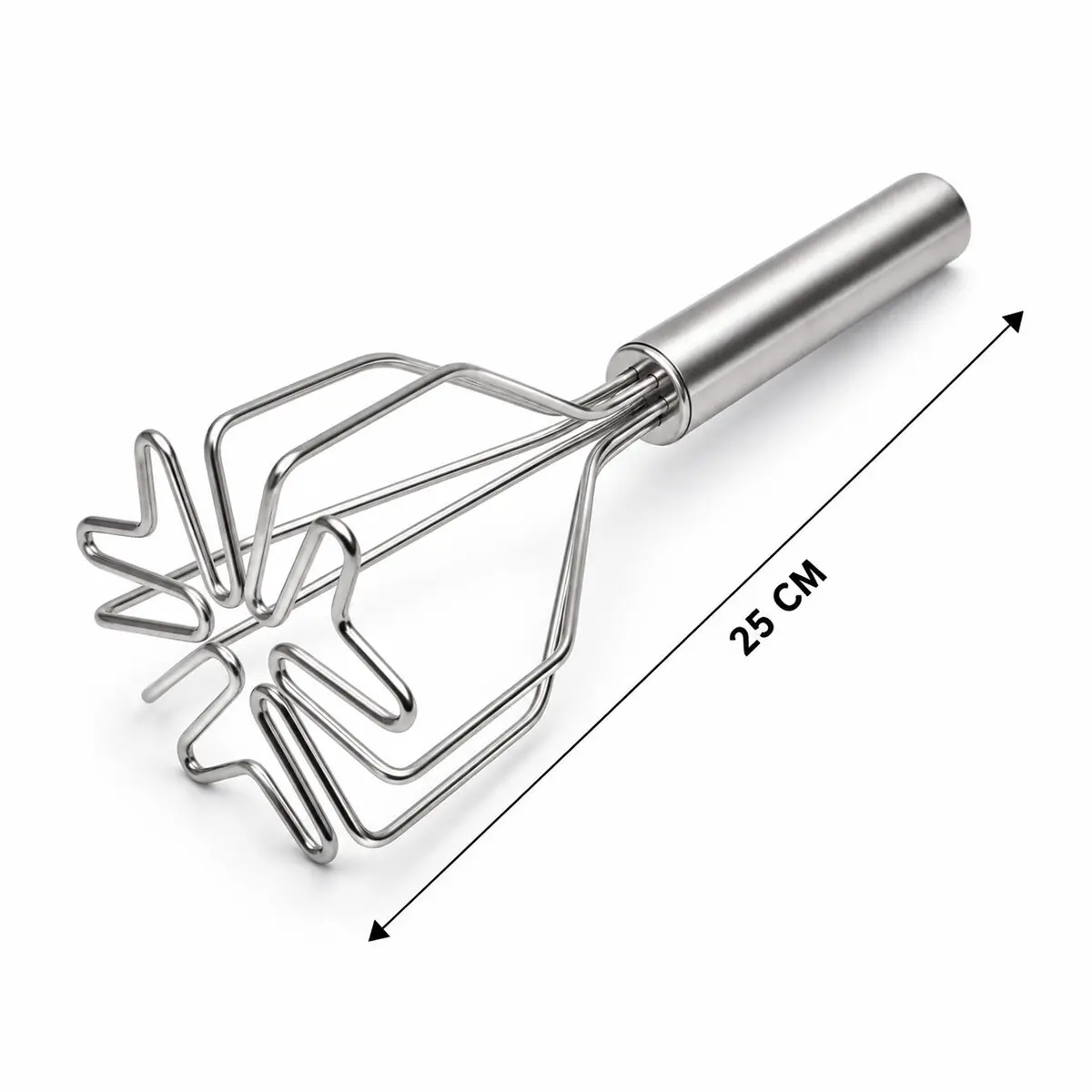 KALP ŞEKİL ÇAP: 9CM KROM SAPLI=12CM METAL PATATES EZİCİ TOPLAM UZUNLUK: 26CM (4745)