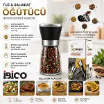 HAND GRINDER KÜÇÜK CAM HAZNELİ - PLS.KAPAKLI - KROM BELLİ TUZ - BAHARAT ÖĞÜTÜCÜ (4745)-2