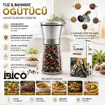HAND GRINDER KÜÇÜK CAM HAZNELİ - KROM KAPLAMA PLS.KAPAKLI TUZ - BAHARAT ÖĞÜTÜCÜ İ22-411 (4745)-2
