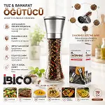 HAND GRINDER BÜYÜK CAM HAZNELİ - KROM KAPLAMA PLS.KAPAKLI TUZ - BAHARAT ÖĞÜTÜCÜ (4745)-2