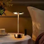 Eskitme Gold Kasa Dokunmatik Şarjlı Masa Lambası – 3 Renk Işık Modlu, LED Aydınlatmalı, Modern &amp;amp; Dekoratif Abajur (4745)-4