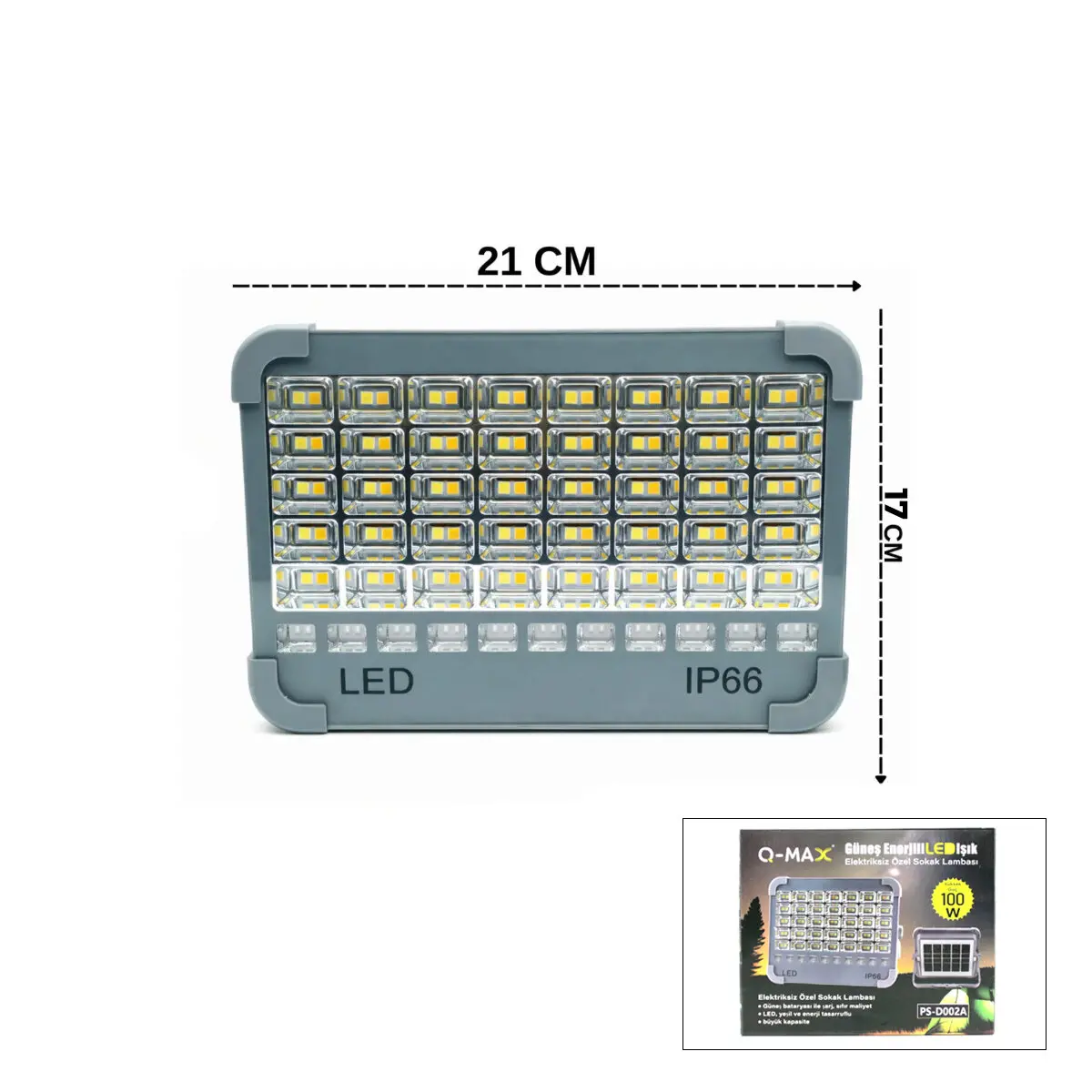 IP66 GÜNEŞ ENERJİLİ LED IŞIK SOLAR PROJEKTÖR - POWERBANK ÇAKARLI KAMP - DIŞ MEKAN PS-D002A (4745)