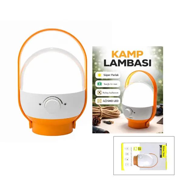 40 LED KAMP LAMBASI - FENER USB ŞARJLI AYARLANABİLİR IŞIK 6.4W - 2400mAh ST-5660 (4745)