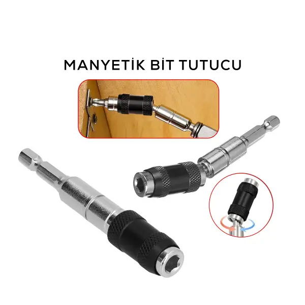 MAFSALLI MANYETİK BİTS TUTUCU 1/4 DÖNER BAŞLIK = 0-20° (4745)