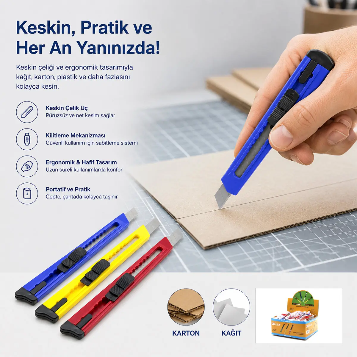 60 ADET KÜÇÜK PLASTİK FALÇATA MAKET BIÇAK (4745)