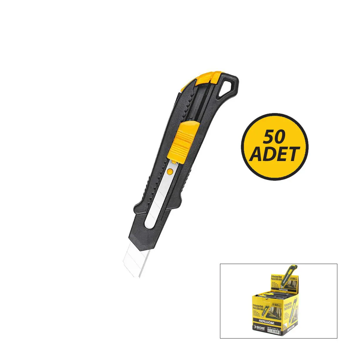 50 ADET SİYAH PLASTİK GÖVDE FALÇATA MAKET BIÇAK (4745)