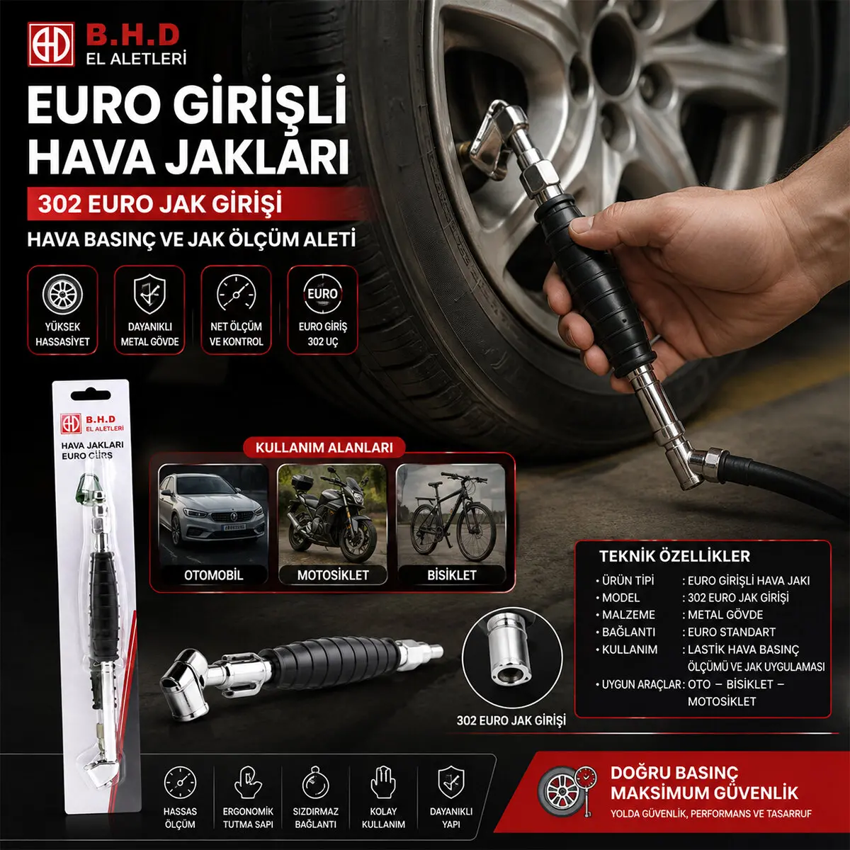 EURO JACK LASTİK HAVA BASINÇ ÖLÇÜM ALETİ OTO - BİSİKLET - MOTORSİKLET - BOT (4745)-2 EURO JACK LASTİK HAVA BASINÇ ÖLÇÜM ALETİ OTO - BİSİKLET - MOTORSİKLET - BOT (4745)-2