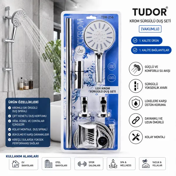 VAKUMLU - KROM LUX SÜRGÜLÜ DUŞ SETİ (4745)