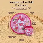 Şanslı Kedi (Maneki Neko) Desenli Katlanabilir Cep Yelpazesi - Kılıflı Sevimli El Yelpazesi (4745)-5