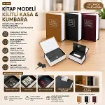 KÜÇÜK=114X80X45MM KİTAP MODELİ KİLİTLİ KASA - KUMBARA RENKLİ (4745)-3