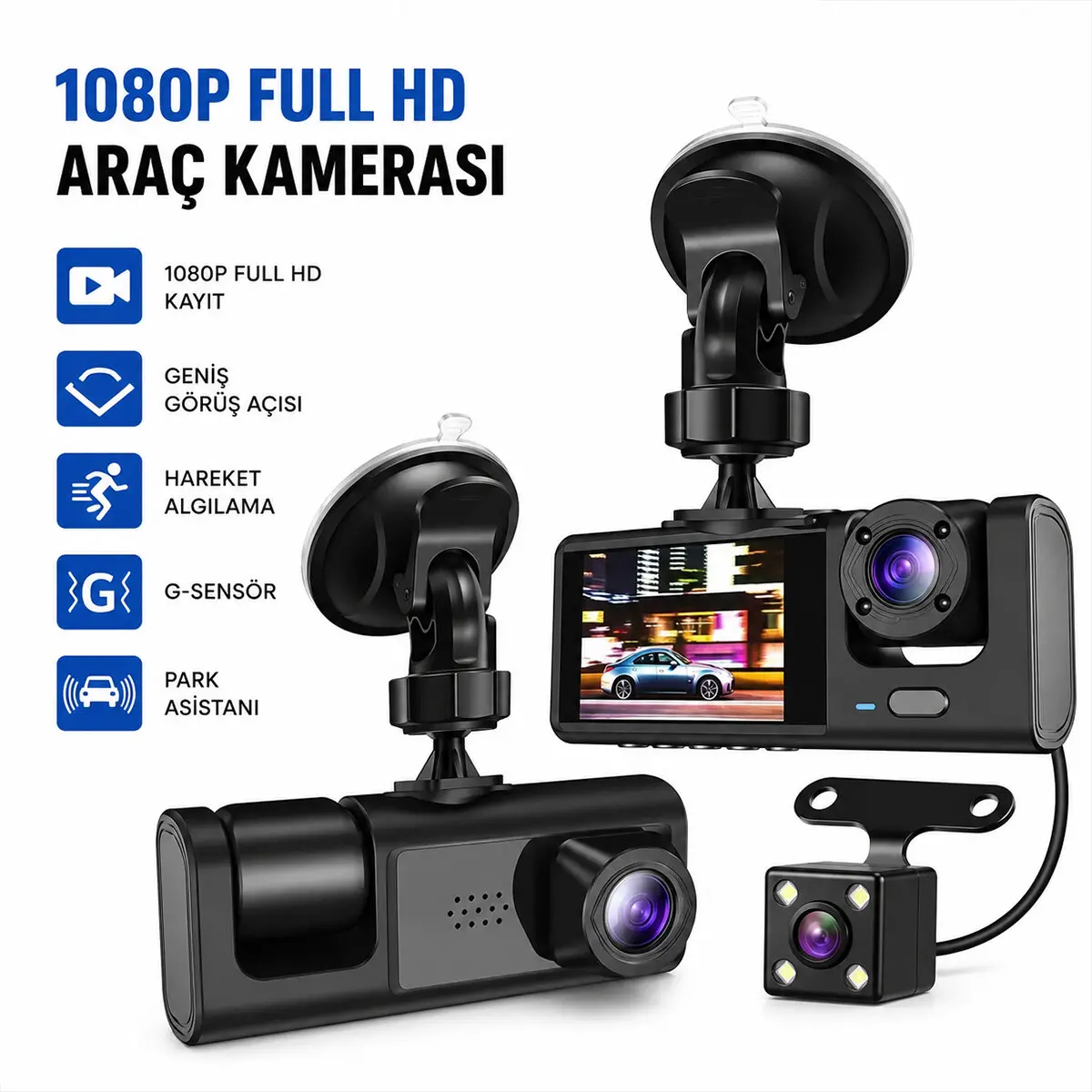 FULL HD 1080P SENSÖR - PARK ASİSTAN - HAREKET ALGILAMA OTO ARAÇ İÇİ KAMERA HS-362 (4745)