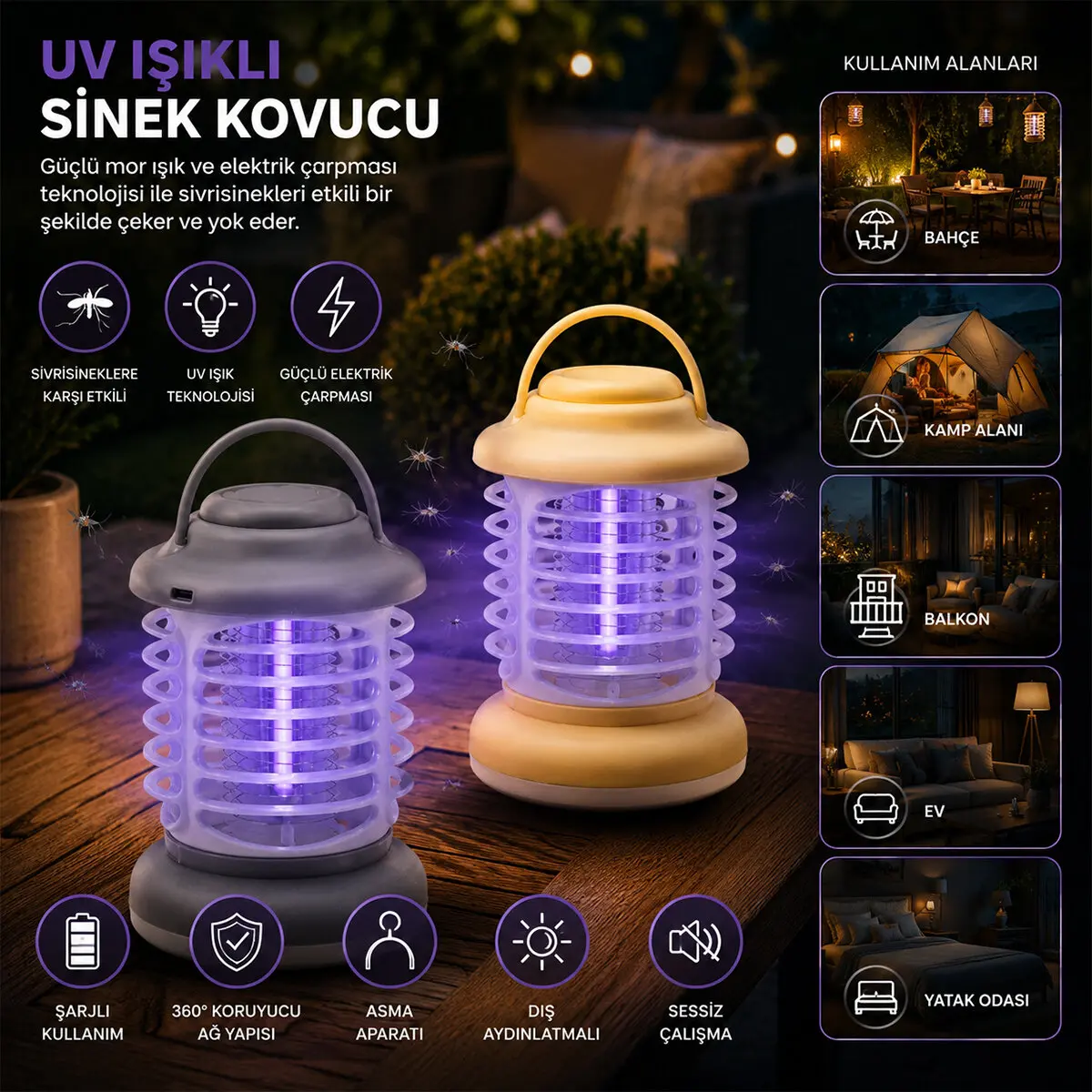 USB ŞARJLI - 2 RENK IŞIK ASMA APARAT - SESSİZ ÇALIŞMA UV IŞIKLI SİNEK KOVUCU HS-376 (4745)-2 USB ŞARJLI - 2 RENK IŞIK ASMA APARAT - SESSİZ ÇALIŞMA UV IŞIKLI SİNEK KOVUCU HS-376 (4745)-2