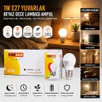 10 ADET 1W E27 BEYAZ YUVARLAK GECE LAMBASI LED AMPUL (4745)-1
