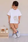 Erkek Çocuk Oversize Tişört Alt 2 İplik Şort Premium Kalite Belya Kids Kaplan Tasarım Alt Üst Takım-1