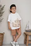 Erkek Çocuk Oversize Tişört Alt 2 İplik Şort Premium Kalite Belya Kids Gemi Tasarım Alt Üst Takım-1