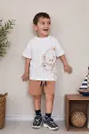 Erkek Çocuk Oversize Tişört Alt 2 İplik Şort Premium Kalite Belya Kids Ayıcık Tasarım Alt Üst Takım-1