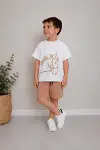 Erkek Çocuk Oversize Tişört Alt 2 İplik Şort Premium Kalite Belya Kids At Tasarım Alt Üst Takım-1