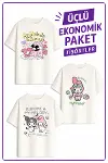 Kız Çocuk 9 Kuro Melo Tasarım 3 lü Ekonomik Paket T-shirtler-1