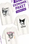 Kız Çocuk 8 Kuro Tasarım 3 lü Ekonomik Paket T-shirtler-2