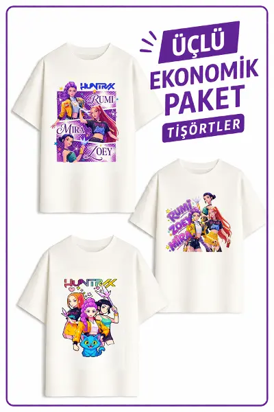 Kız Çocuk 6 Huntrıx Tasarım 3 lü Ekonomik Paket T-shirtler