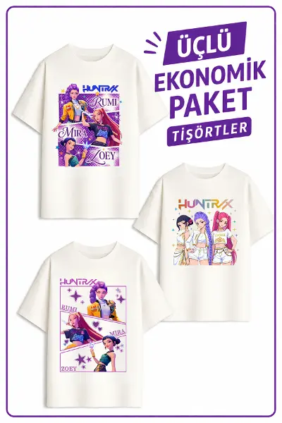 Kız Çocuk 3 Huntrıx 3 lü Ekonomik Paket T-shirtler
