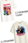 Kız Çocuk 4 Manifest Tasarım 2 li Ekonomik Paket T-shirtler-2