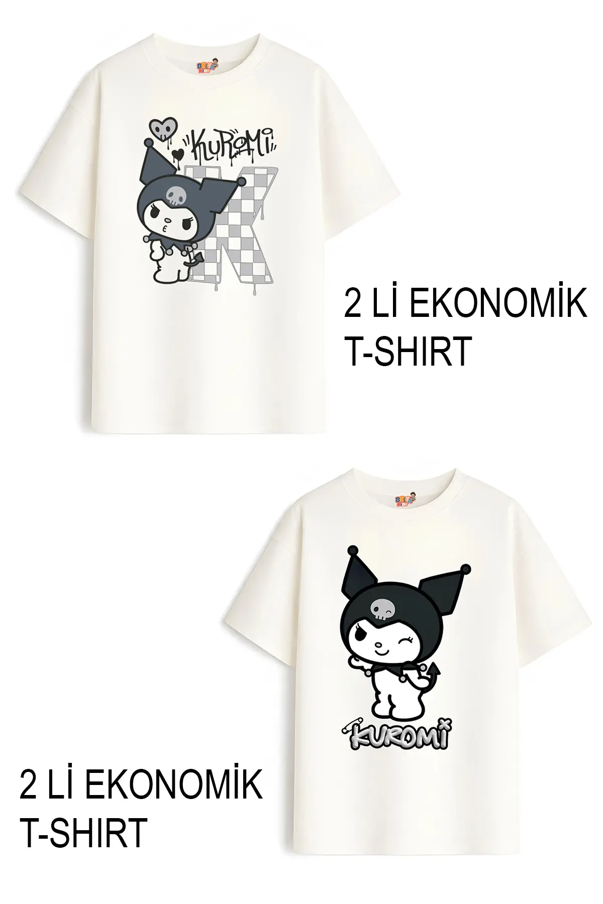 Kız Çocuk 4 Kuromi Tasarım 2 li Ekonomik Paket T-shirtler