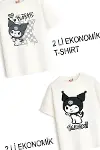 Kız Çocuk 4 Kuromi Tasarım 2 li Ekonomik Paket T-shirtler-2
