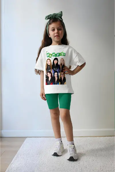Kız Çocuk Oversize Kalıp Belya Kids Tasarım Manifest 43 Taytlı Alt Üst Takım