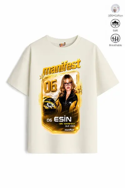 Kız Çocuk Oversize Kalıp Pamuklu Mani Esin Tasarım3 Tişört