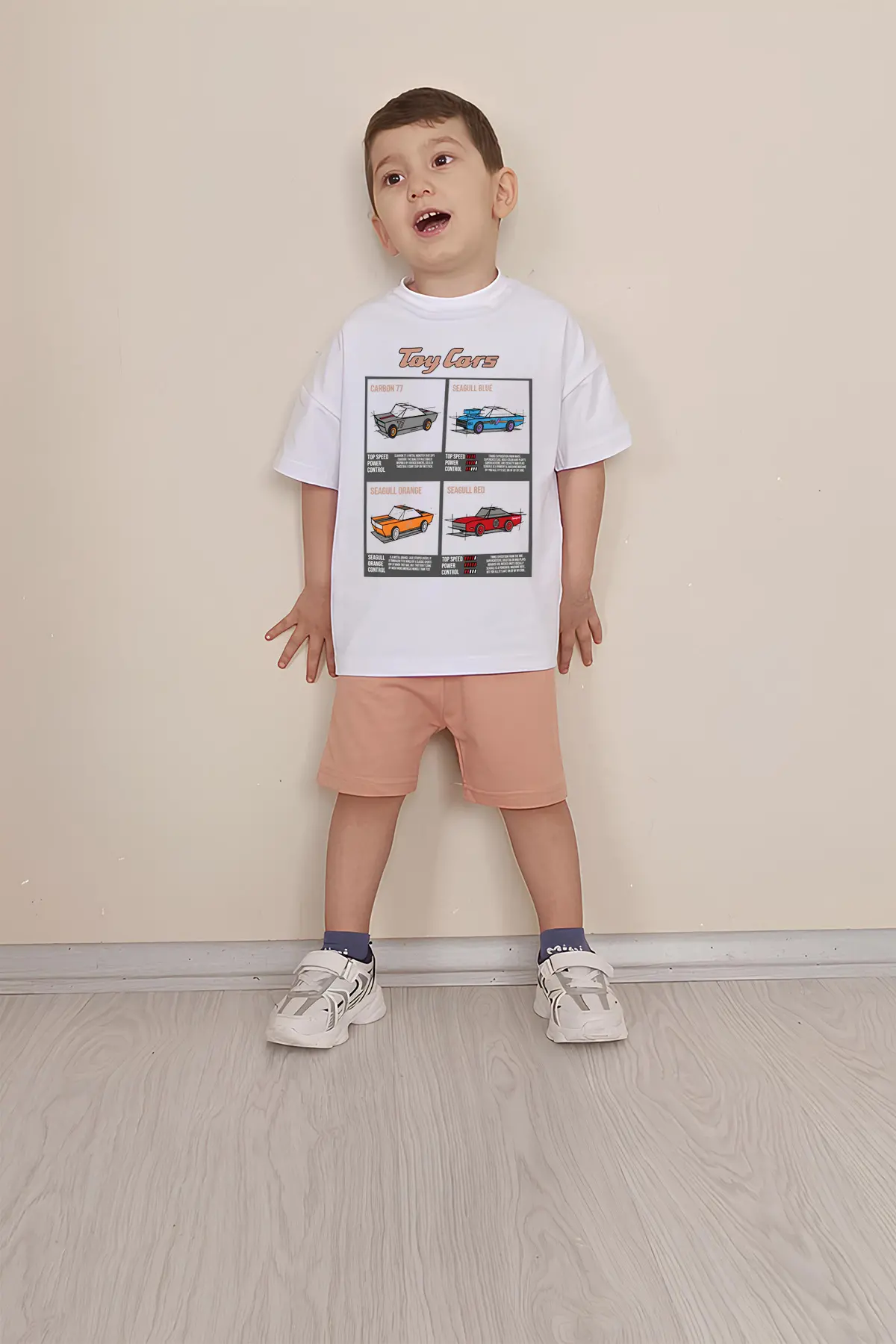 Erkek Çocuk Üst Oversize Tişört Alt Şort Bly Araba Tasarım7 Alt Üst Takım