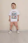 Erkek Çocuk Üst Oversize Tişört Alt Şort Bly Araba Tasarım7 Alt Üst Takım-1