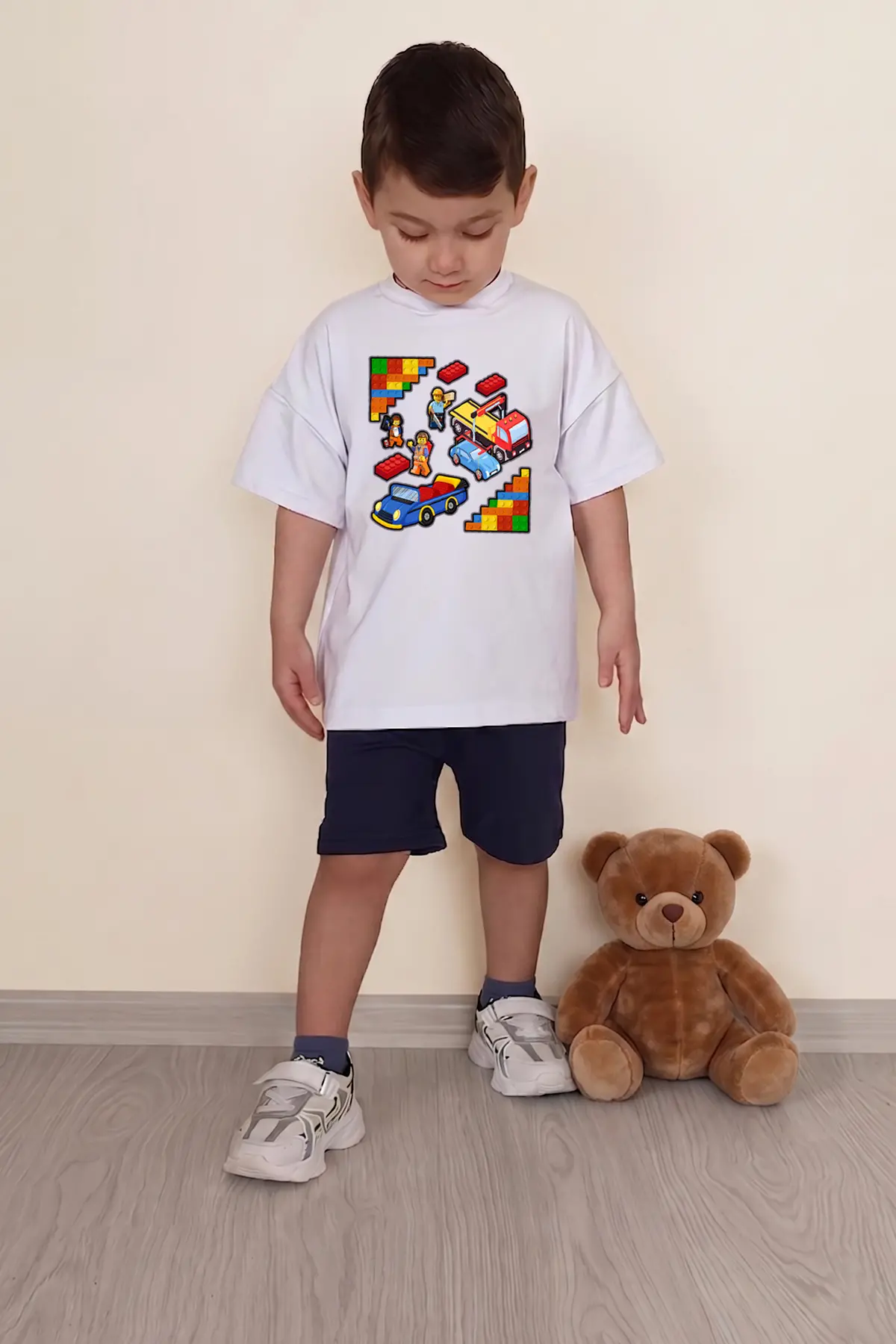 Erkek Çocuk Üst Oversize Tişört Alt Şort Bly Tasarım5 Alt Üst Takım